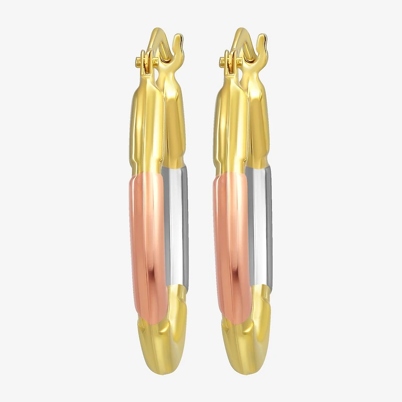 Womens 14K Gold 22.9mm Oval Hoop Earrings