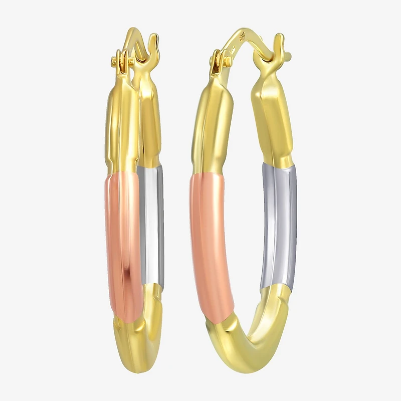 Womens 14K Gold 22.9mm Oval Hoop Earrings