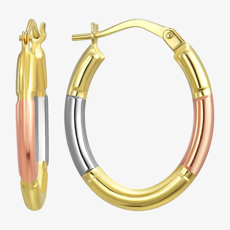 Womens 14K Gold 22.9mm Oval Hoop Earrings