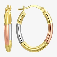 Womens 14K Gold 22.9mm Oval Hoop Earrings