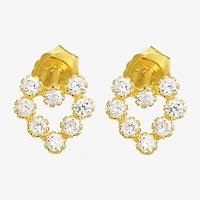 White Cubic Zirconia 14K Gold 12mm Heart Stud Earrings