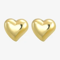 14K Gold 11mm Heart Stud Earrings