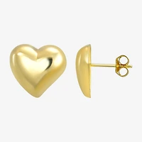 14K Gold 11mm Heart Stud Earrings