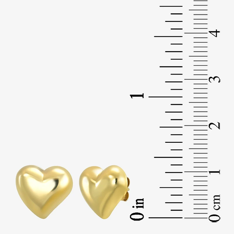 14K Gold 11mm Heart Stud Earrings