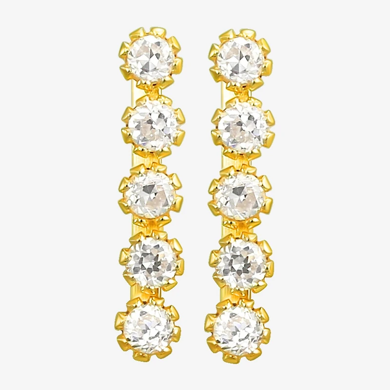 White Cubic Zirconia 10K Gold Stud Earrings