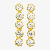 White Cubic Zirconia 10K Gold Stud Earrings