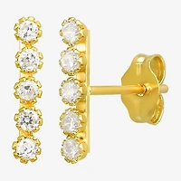 White Cubic Zirconia 10K Gold Stud Earrings