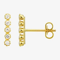 White Cubic Zirconia 10K Gold Stud Earrings