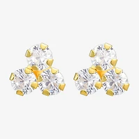 White Cubic Zirconia 10K Gold 6mm Stud Earrings