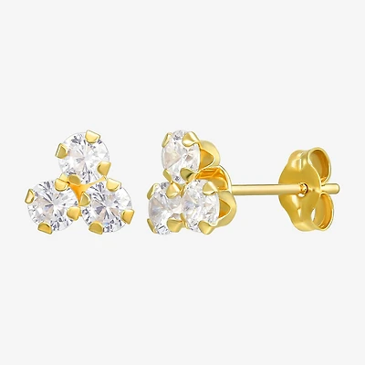 White Cubic Zirconia 10K Gold 6mm Stud Earrings