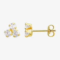 White Cubic Zirconia 10K Gold 6mm Stud Earrings