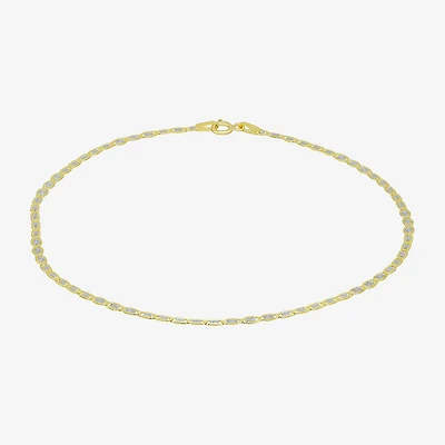 Made in Italy Womens 10K Gold 10 Inch Hollow Ankle Bracelet