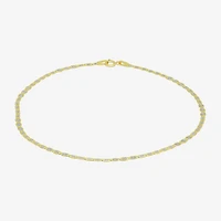 Made in Italy Womens 10K Gold 10 Inch Hollow Ankle Bracelet