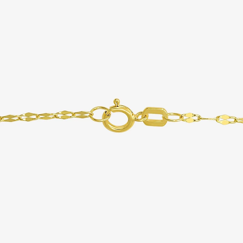 Womens 10K Gold 9 Inch Hollow Link Ankle Bracelet