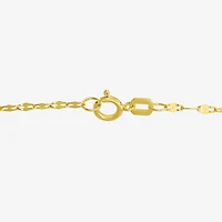 Womens 10K Gold 9 Inch Hollow Link Ankle Bracelet