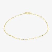 Womens 10K Gold 9 Inch Hollow Link Ankle Bracelet
