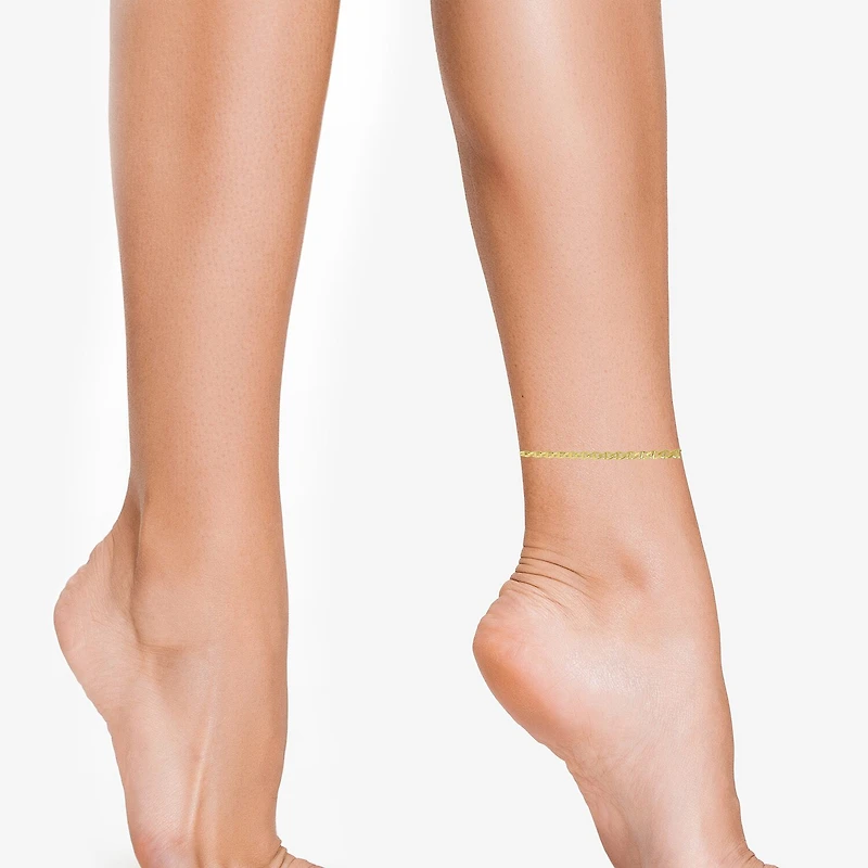 Made in Italy Womens 10K Gold 10 Inch Hollow Ankle Bracelet