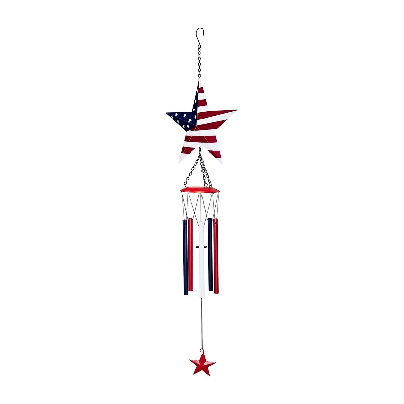 Northlight 36" Stars And Stripes Outdoor Garden Wind Chime