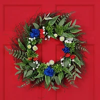 Northlight 24" Buttonbush And Carnation Floral Wreath