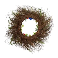 Northlight 24" Buttonbush And Carnation Floral Wreath