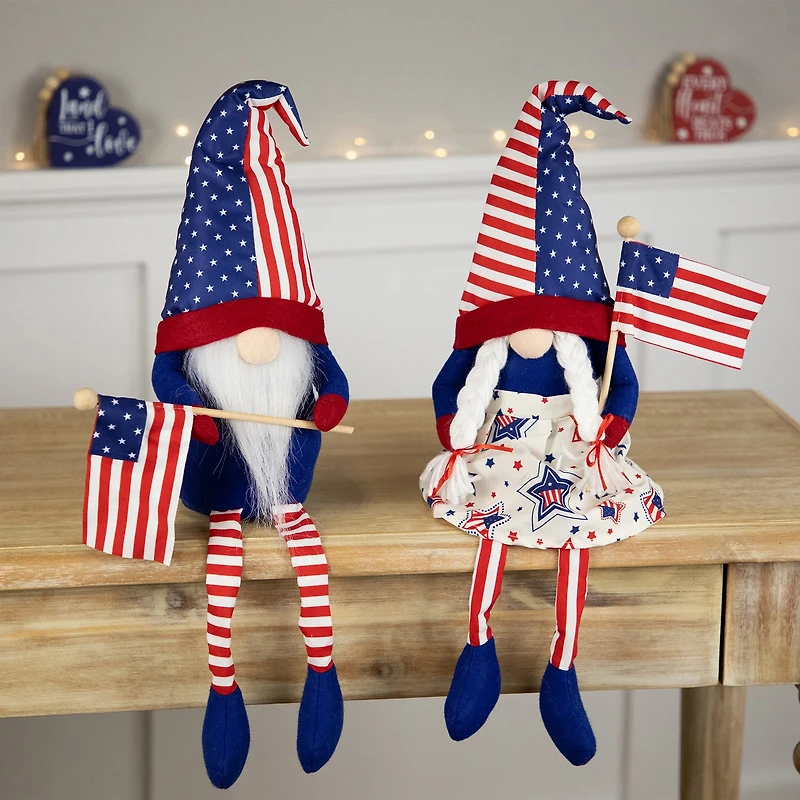 Northlight 21.25" Stars And Stripes With Dangling Legs 2-pc. Gnome