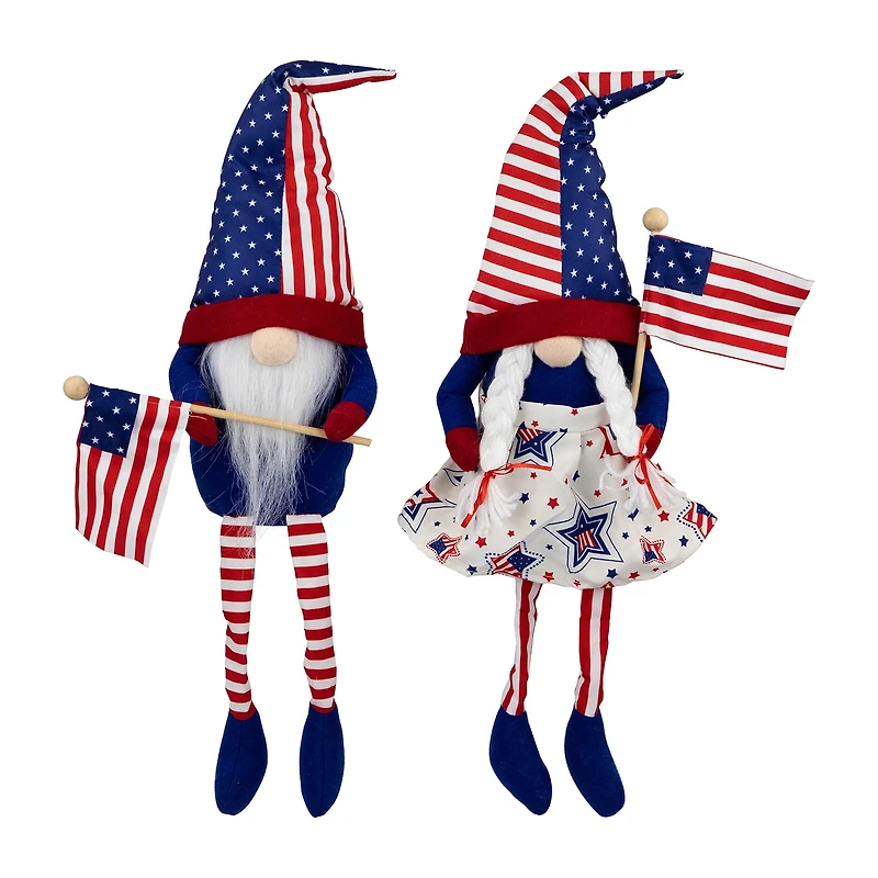 Northlight 21.25" Stars And Stripes With Dangling Legs 2-pc. Gnome