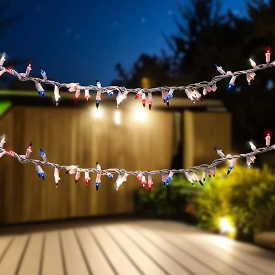 Northlight 5.5ft Mini Garland - Red Clear And Blue String Lights