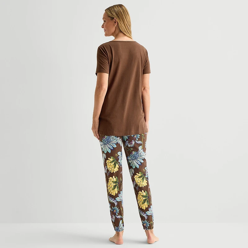 Liz Claiborne Womens Short Sleeve 2-pc. Pajama Set