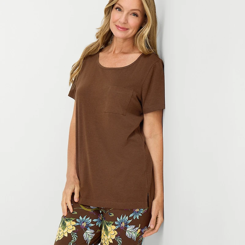 Liz Claiborne Womens Short Sleeve 2-pc. Pajama Set