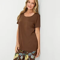 Liz Claiborne Womens Short Sleeve 2-pc. Pajama Set