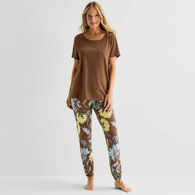 Liz Claiborne Womens Short Sleeve 2-pc. Pajama Set