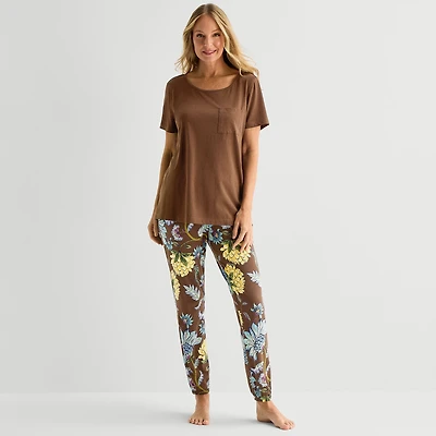 Liz Claiborne Womens Short Sleeve 2-pc. Pajama Set