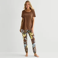 Liz Claiborne Womens Short Sleeve 2-pc. Pajama Set