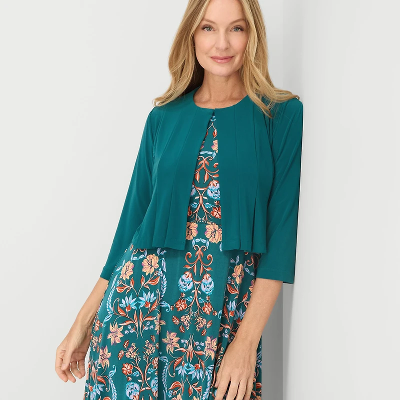 Danny & Nicole Womens Midi Floral Jacket Dress