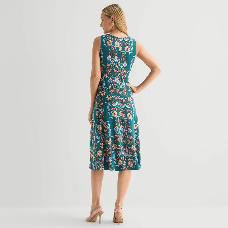 Danny & Nicole Womens Midi Floral Jacket Dress