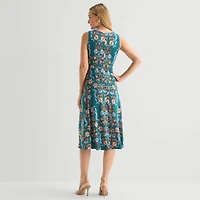 Danny & Nicole Womens Midi Floral Jacket Dress