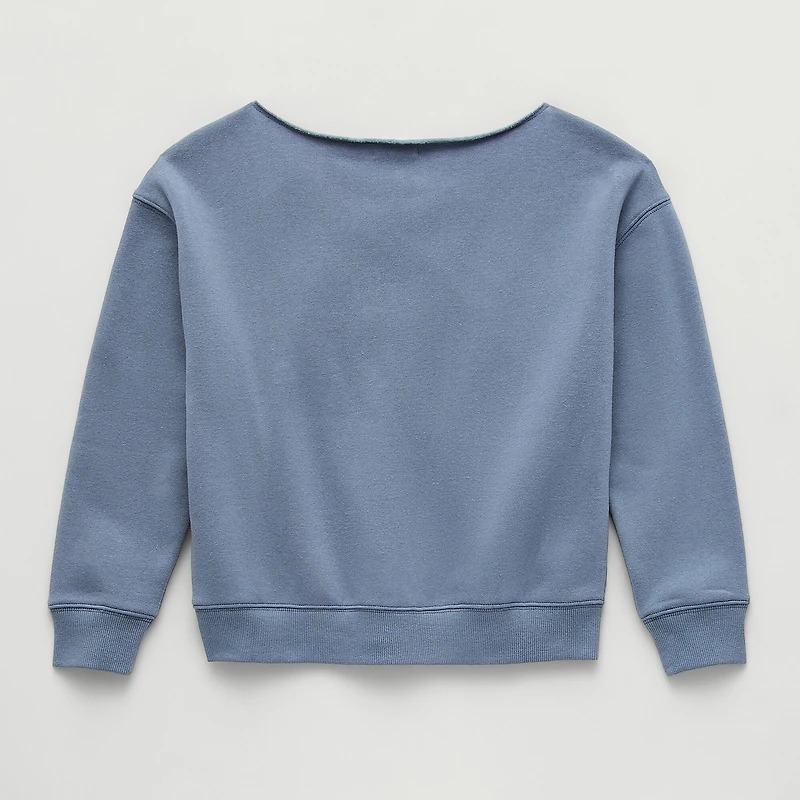 Eyeshadow Big Kid Girls Boat Neck Fleece Long Sleeve Sweatshirt