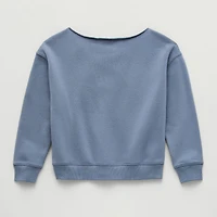 Eyeshadow Big Kid Girls Boat Neck Fleece Long Sleeve Sweatshirt