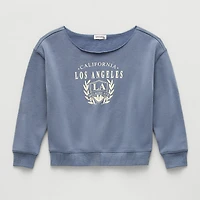 Eyeshadow Big Kid Girls Boat Neck Fleece Long Sleeve Sweatshirt