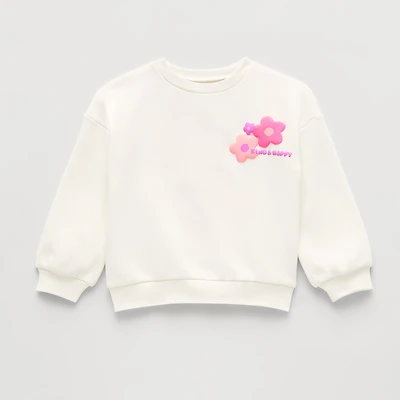 Okie Dokie Toddler & Little Girls Round Neck Fleece Long Sleeve Sweatshirt