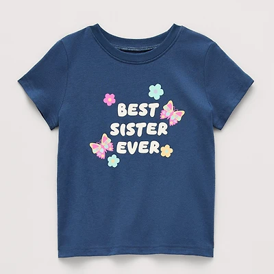 Okie Dokie Toddler & Little Girls Round Neck Short Sleeve Regular Fit Graphic T-Shirt