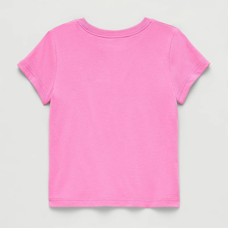Okie Dokie Toddler & Little Girls Round Neck Short Sleeve Classic Fit Graphic T-Shirt