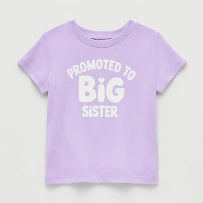 Okie Dokie Toddler & Little Girls Round Neck Short Sleeve Regular Fit Graphic T-Shirt