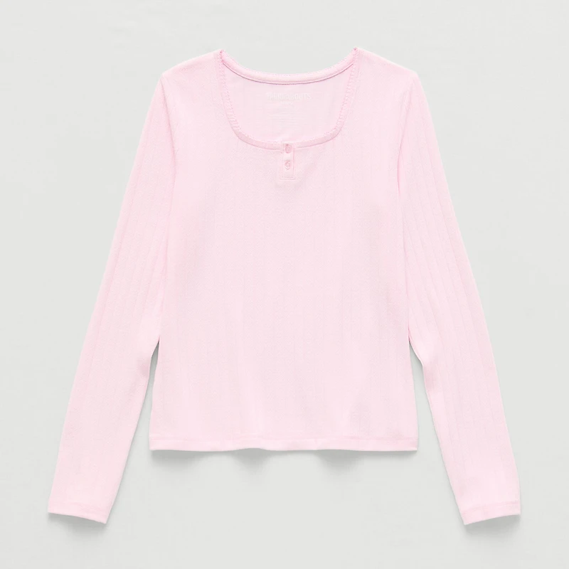 Thereabouts Little & Big Kid Girls Square Neck Long Sleeve T-Shirt