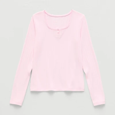Thereabouts Little & Big Kid Girls Square Neck Long Sleeve T-Shirt