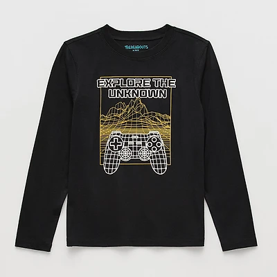 Thereabouts Little & Big Kid Boys Easy-on + Easy-off Sensory Friendly Crew Neck Long Sleeve Adaptive Regular Fit Graphic T-Shirt