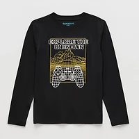 Thereabouts Little & Big Kid Boys Easy-on + Easy-off Sensory Friendly Crew Neck Long Sleeve Adaptive Regular Fit Graphic T-Shirt