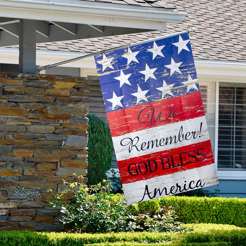 Northlight 40" Stars And Stripes "We Remember God Bless America" House Flags