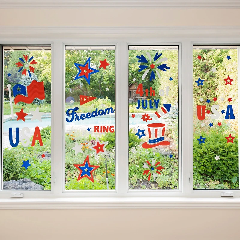 Northlight Double Sided Celebration Gel 4th of July 6-pc. Window Decor