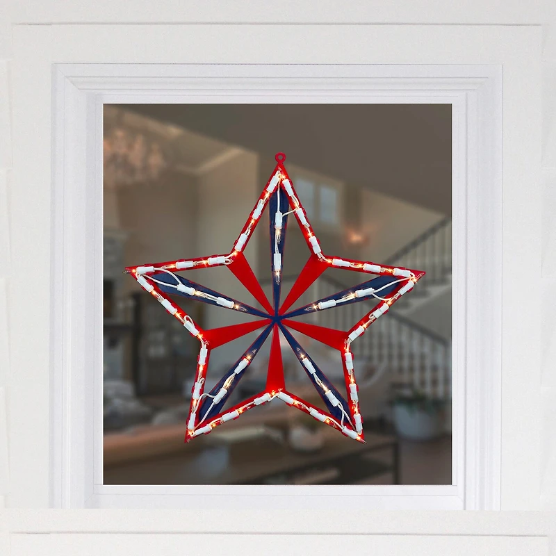 Northlight 14" Lighted Red And Blue Star - Clear Pre-Lit 4th of July Window Decor